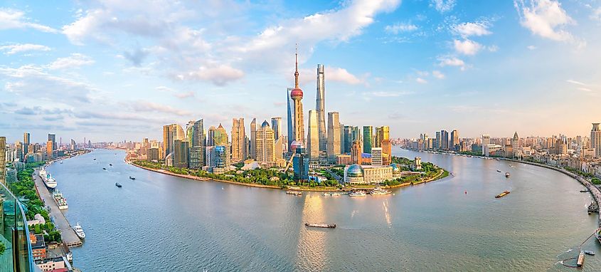 View of downtown Shanghai skyline in China