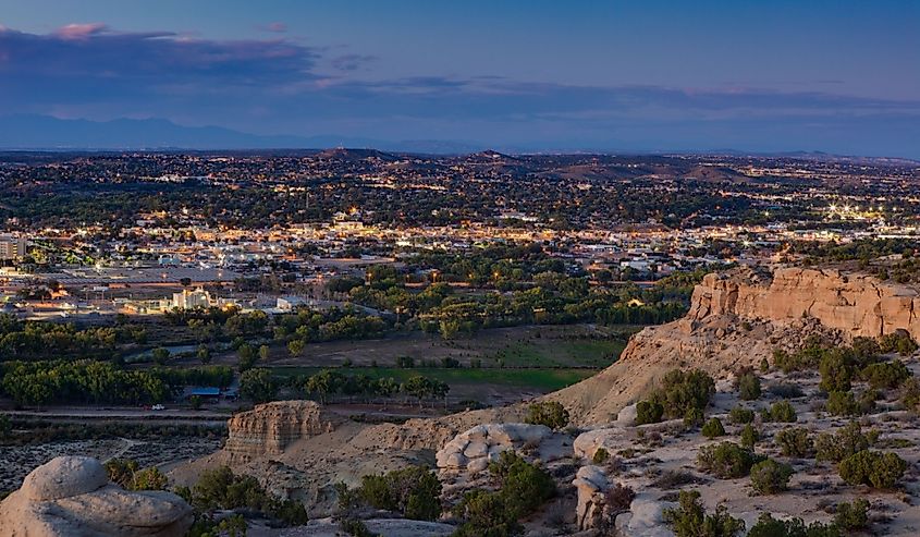 City of Farmington, New Mexico at dusk
