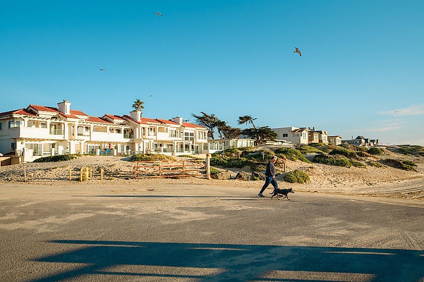 Oceano, California: Houses that are set amid coastal sand dunes.