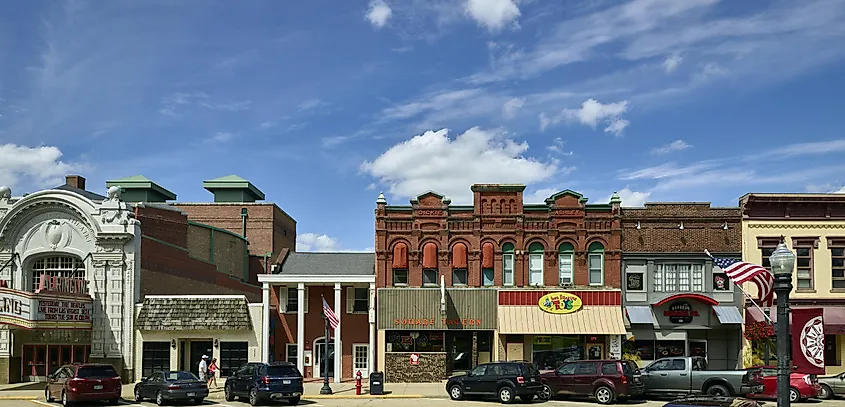 Downtown Baraboo, Wisconsin, the longtime home to the Circus World Museum, the former headquarters and winter home of the Ringling Brothers circus.