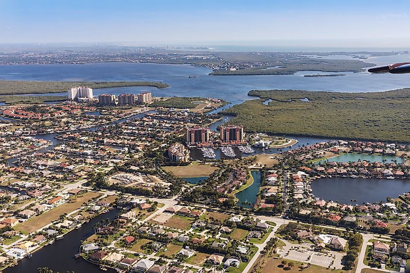 Aerial view of the city and gulf, Cape Coral, Florida