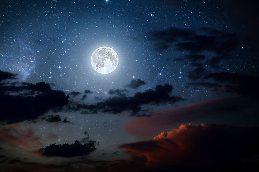 Night Sky with stars, moon and clouds.