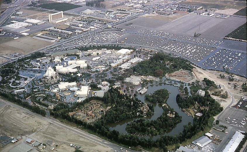 Disneyland aerial view, 1963. 