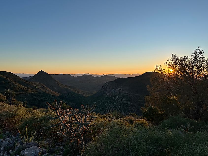 Sunset over Pinto Canyon near Marfa, Texas.