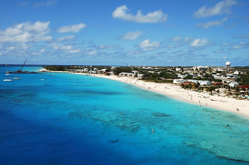 The view of Cockburn town beach on Grand Turk island (Turks & Caicos).