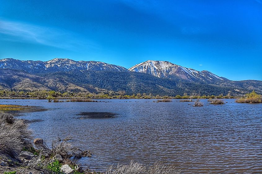 Gorgeous shot of Washoe Lake in Washoe Valley, Nevada