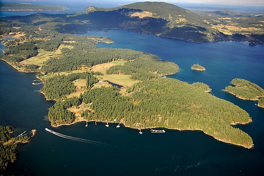 Aerial view of Orcas Island, San Juan Islands, Washington