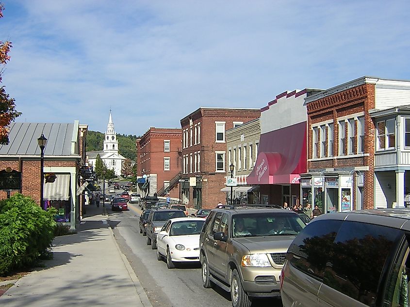 View of Main Street in Middlebury, Vermont.
