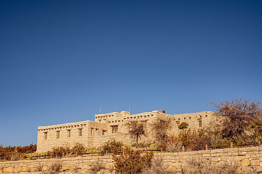 Stonebuilding on hillside in Carlsbad Caverns National Park