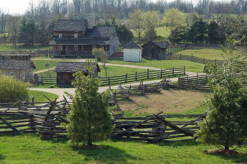 View of the Frontier Culture Museum in Staunton, Virginia. By Woody Hibbard from Texas, USA - Shenandoah HomesteadUploaded by Morgan Riley, CC BY 2.0, Wikimedia Commons.