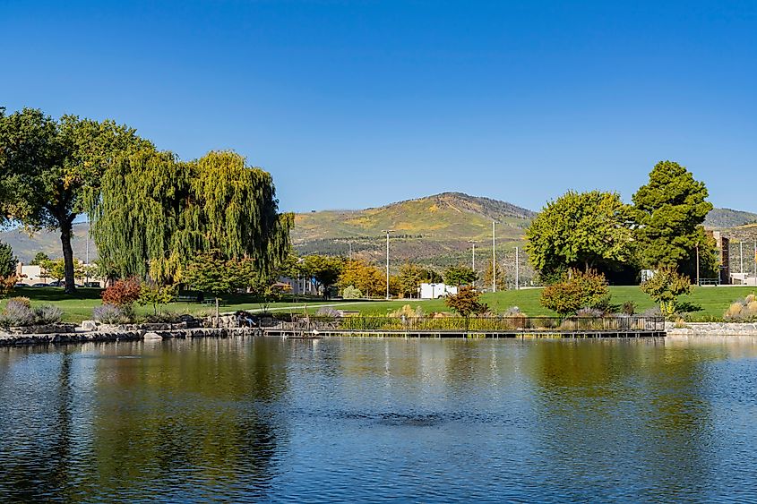 Morning view of the Ashley Pond Park at Los Alamos, New Mexico