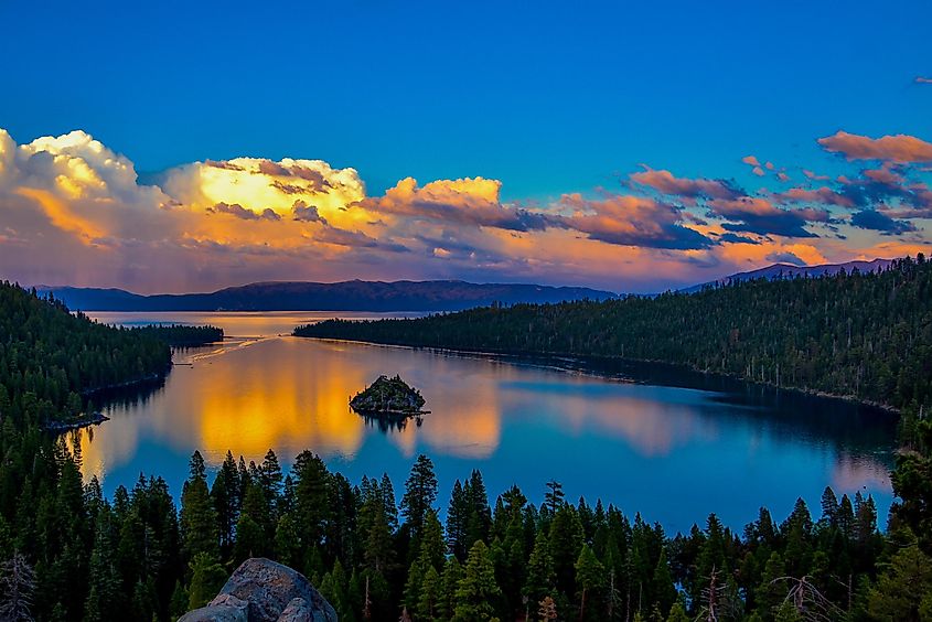 Sunset in Emerald Bay, South Lake Tahoe. 