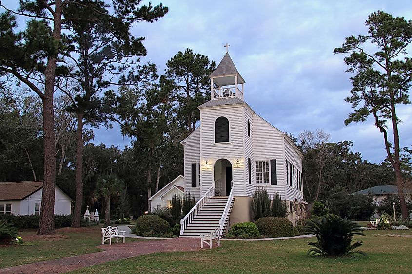 The First Presbyterian Church, established in 1808 in the quaint town of St. Marys, is one of the oldest houses of worship in the state of Georgia, located in St. Marys, GA.