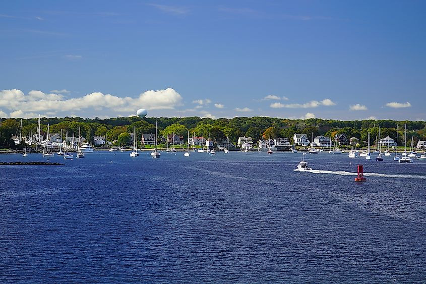 Entrance of Wickford Harbor in the Narragansett Bay.