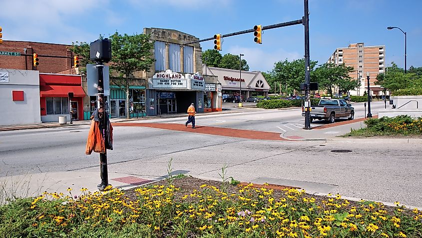 The Highland Theatre in Highland Square, Akron, Ohio.