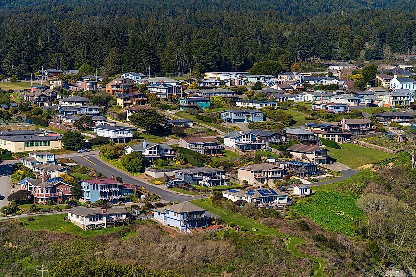 Aerial view of Trinidad, California.