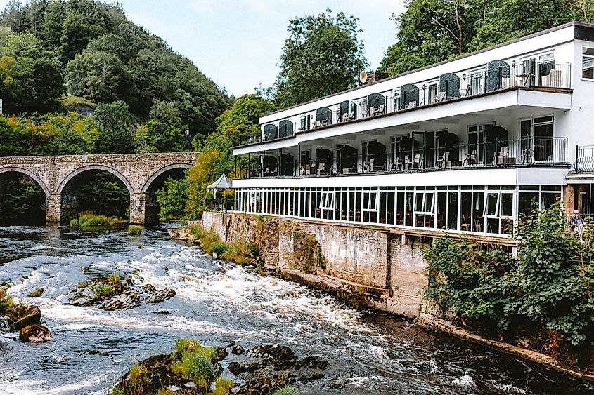 River Dee flowing past Llangollen, Wales.