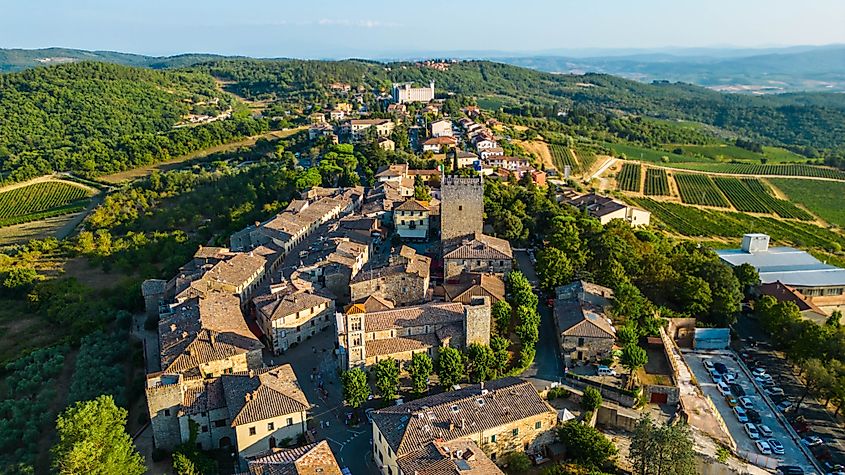 An aerial view of Castellina in Chianti