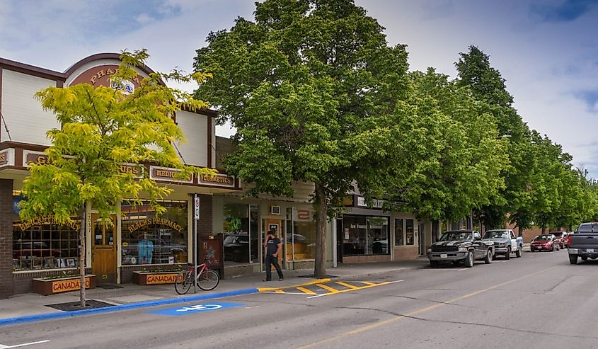 Main shopping street in Merritt, British Columbia.