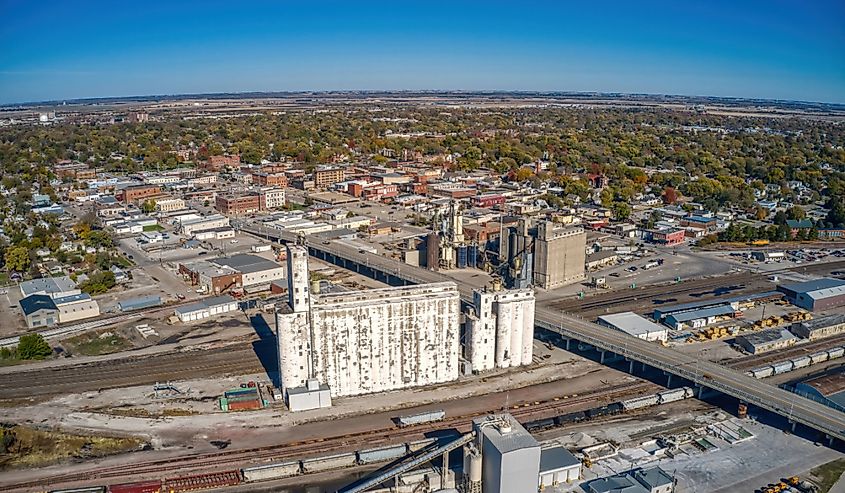 Aerial view of the Omaha suburb of Fremont. 