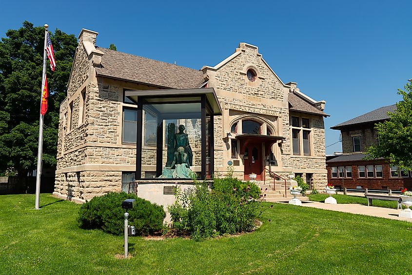 Exterior of the historic Waupun Carnegie Library in Waupun, Wisconsin