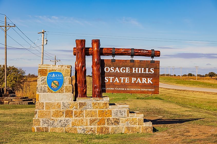 Sign of the Osage Hills State Park at Oklahoma