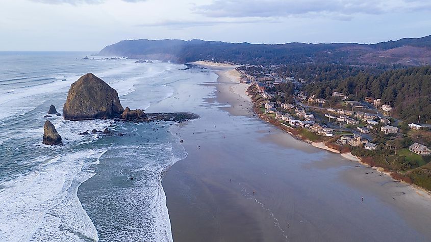 Overlooking Cannon Beach and Haystack Rock, Oregon.