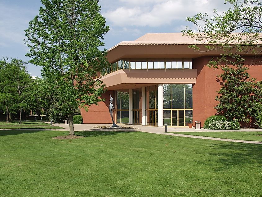 Built in 1973, the Norton Center for the Arts was designed by the Frank Lloyd Wright Foundation.