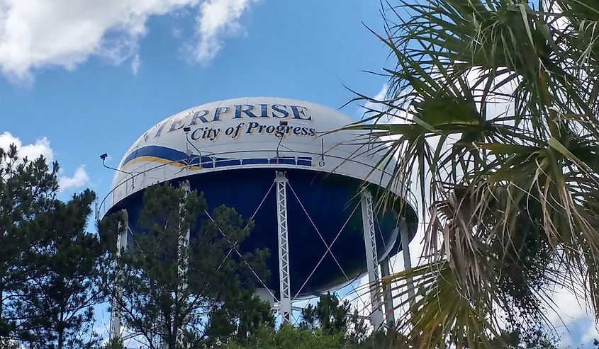 The water tower in Enterprise, Alabama along Boll Weevil Dr.