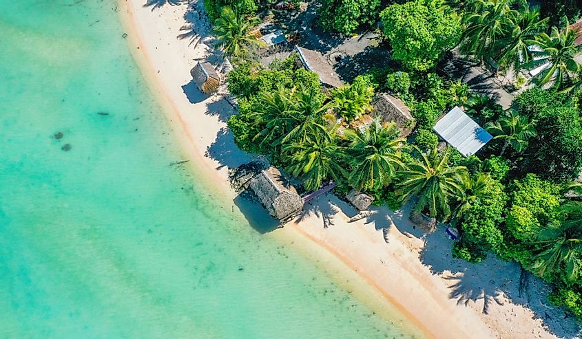 Aerial view of Kiribati inn the middle of the Pacific Ocean