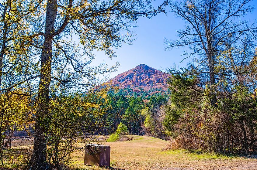Gorgeous fall landscape in the Pinnacle Mountain State Park, Arkansas