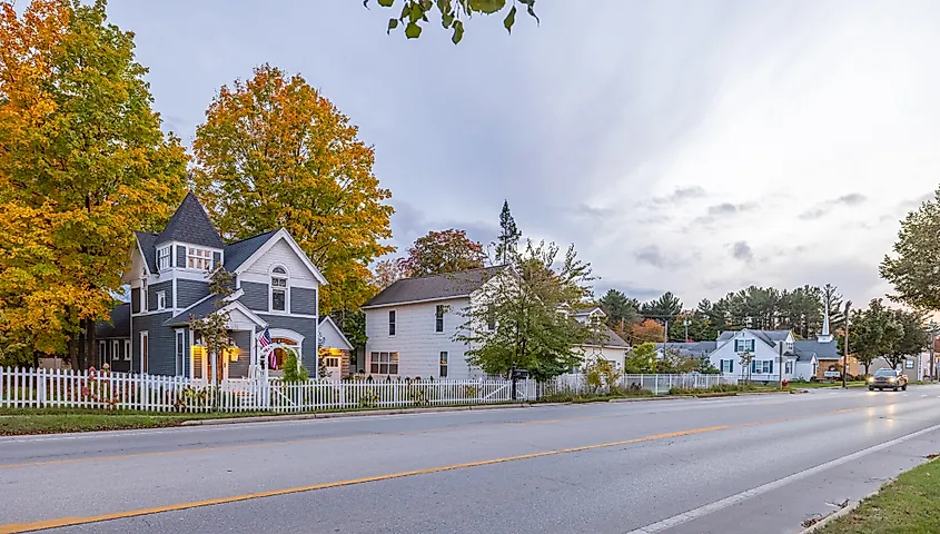 Street view in Bellaire, Michigan.