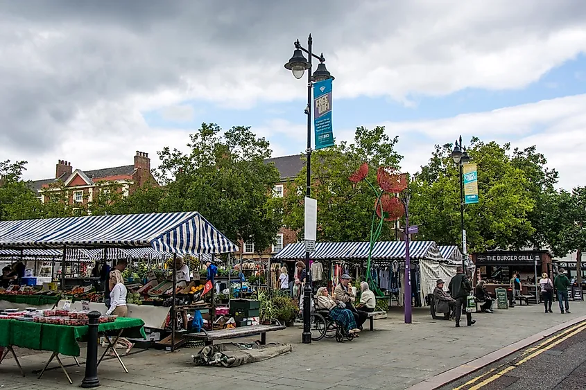 Retford Market in the summer