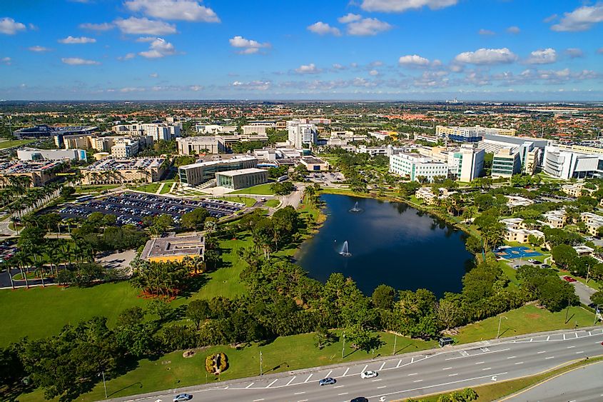 Aerial view of the Florida International University in Miami, Florida