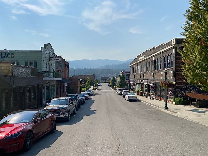 A charming small town Main Street with a modern frontier aesthetic