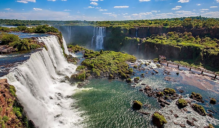 View of the Iguazu Falls, border between Brazil and Argentina. 