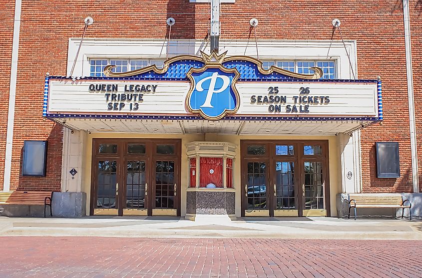 Corsicana, Texas: the entrance to a historic theater building
