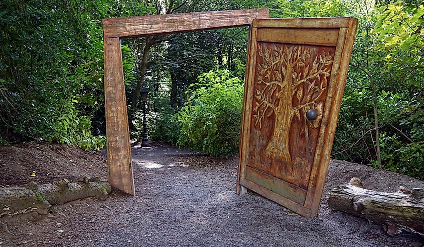 The Wardrobe Door in the beginning of Narnia Trail in Kilbroney Park, Rostrevor