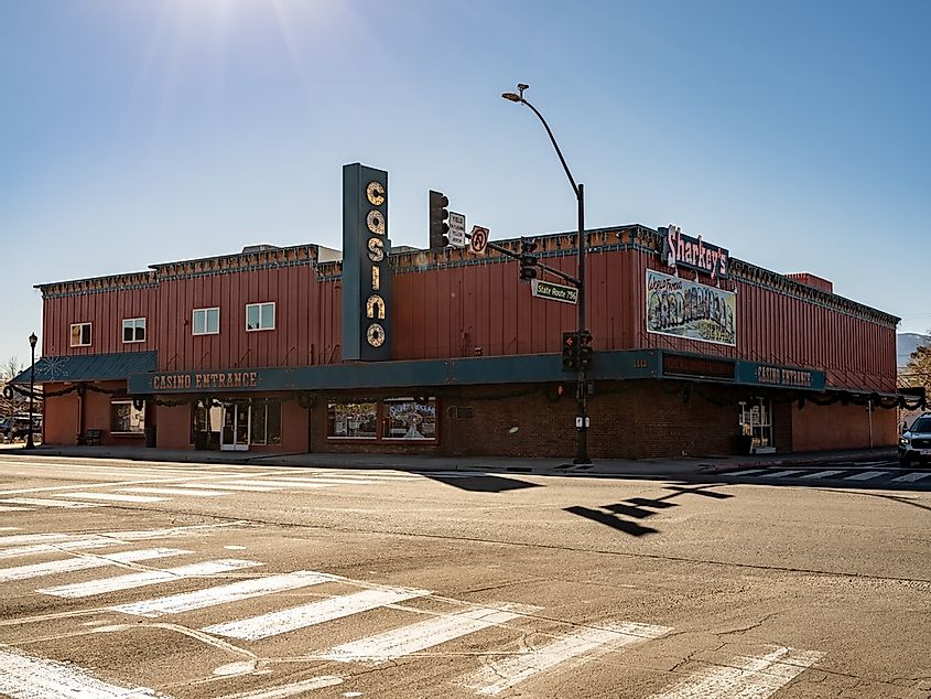 Historic Sharkey's Casino located on Highway 395 in downtown Gardnerville, Nevada, via Gchapel / Shutterstock.com
