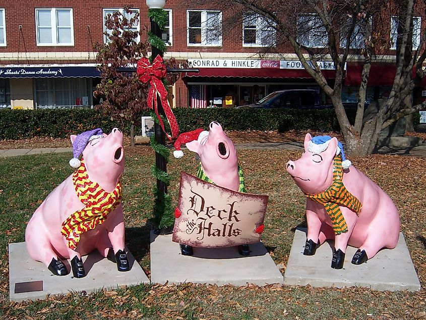 Previous entries from Pigs in the City now on display in various places in Lexington, NC.