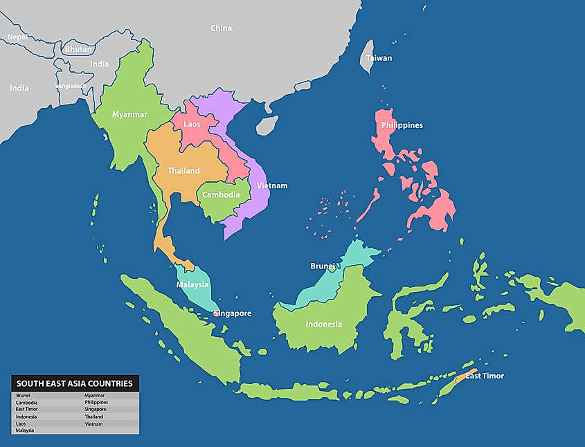 South East Asia Country Map 