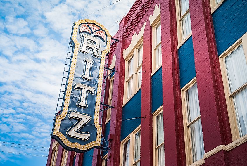 Historic Ritz Theater Sign in Old Town Brunswick. 