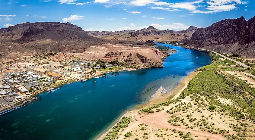 Colorado River flowing through Parker, Arizona.