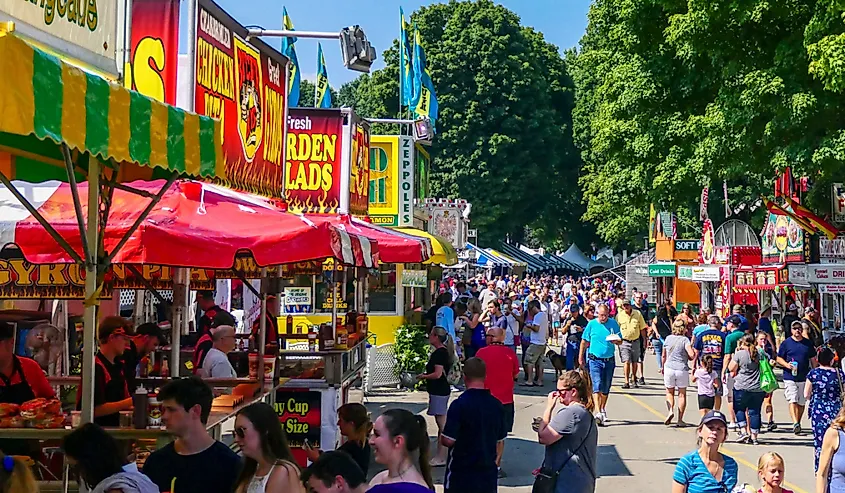 Crowds of visitors at the Dutchess County Fair, Rhinebeck, New York