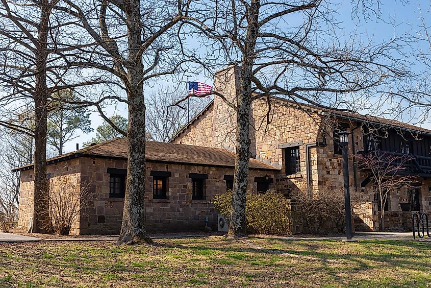 Exterior of the Giant City State Park Lodge in Makanda, Illinois, USA, built in the 1930s.