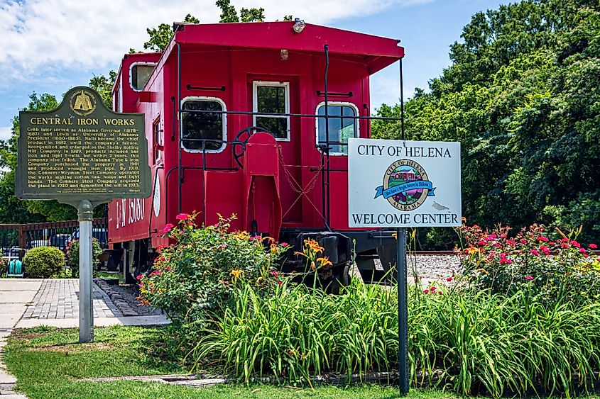 The welcome center for the City of Helena is found inside a caboose from the Louisville and Nashville Railroad found in historic Old Town