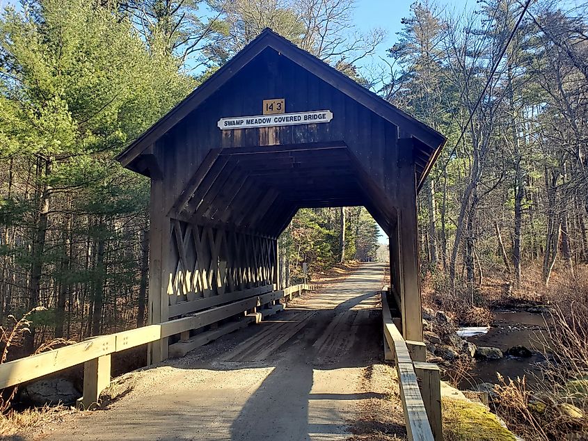 The Swamp Meadow Covered Bridge in Foster, Rhode Island