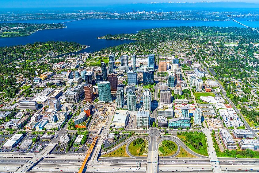 Aerial photograph of downtown Bellevue, Washington