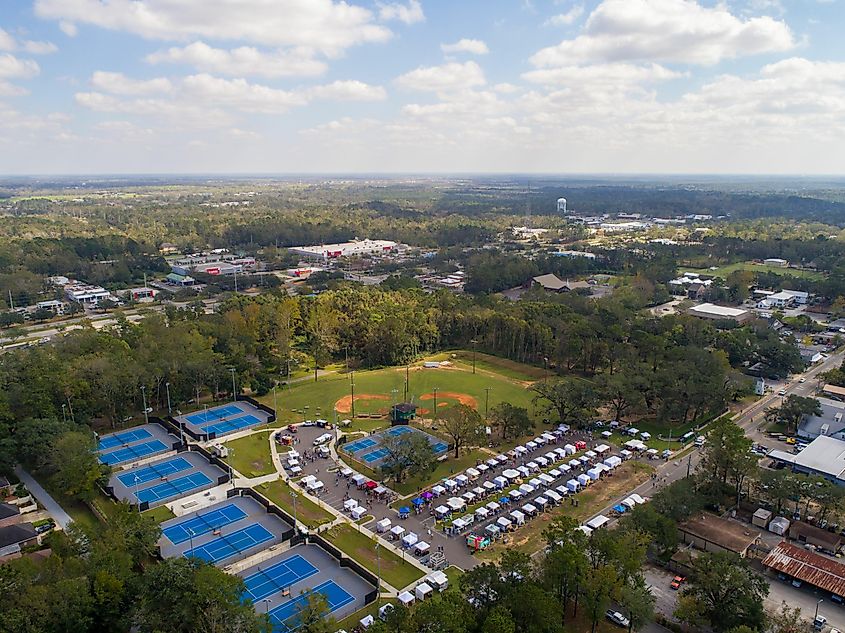Aerial view of Fairhope, Alabama.