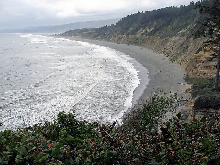 Agate Beach from steep cliff-side overlook in Sue-Meg State Park.